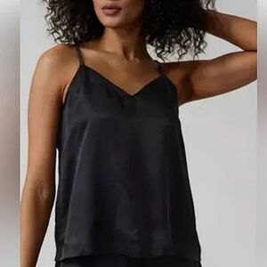 🏷️ Athleta Calm Cooling Cami Black Satin Camisole Lounge Wear Top 3X